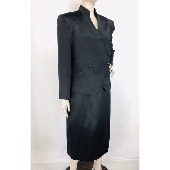 Vintage 60s Henry Lee Black High Waist Straight Skirt & Blazer Business Suit 8 - Picture 3 of 11